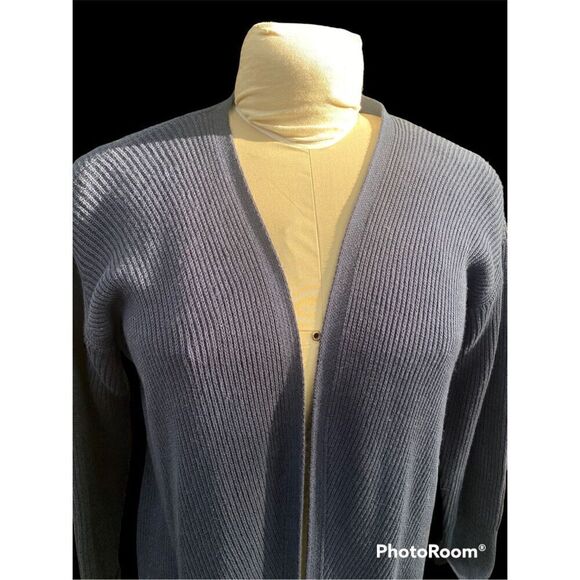 LL Bean Shaker Knit Open Long Cardigan Size M Blue - Picture 4 of 12
